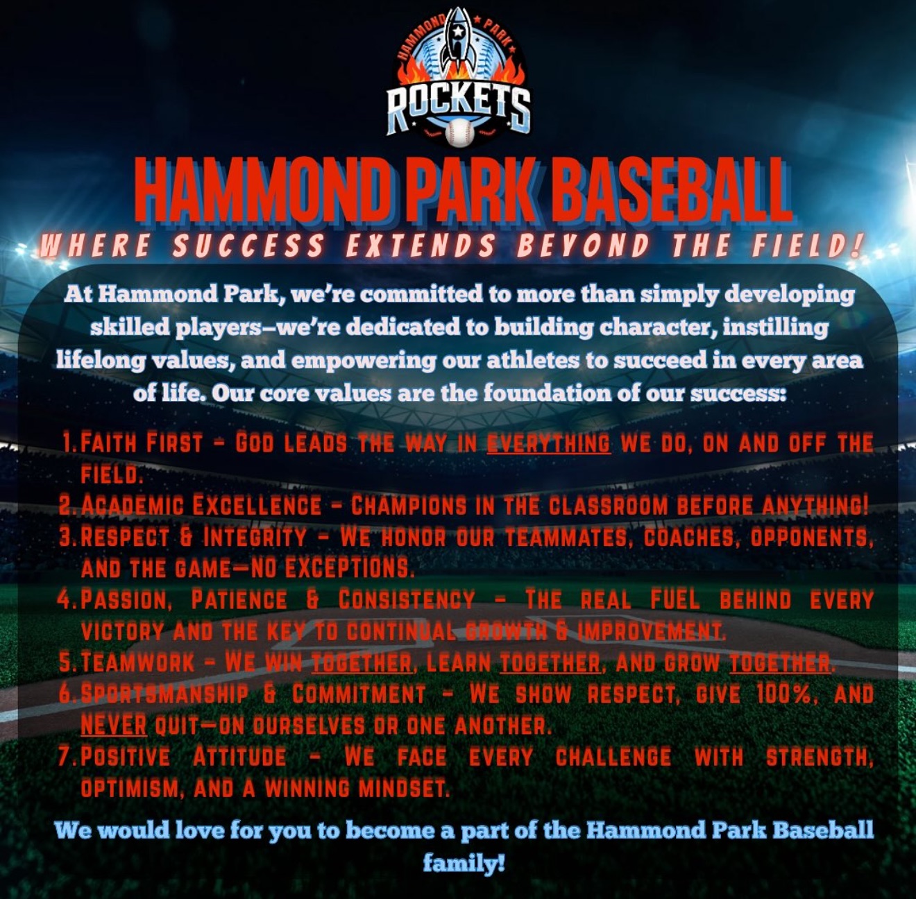 Hammond Park Rockets values